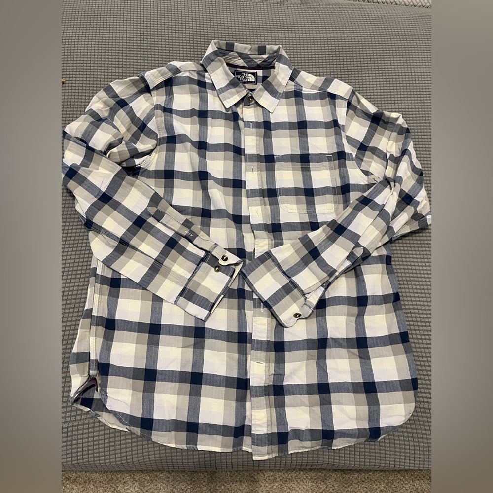 The North Face Navy and White Plaid Shirt